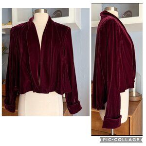 Vintage Burgundy Velvet High-Low Swing Jacket Gothic Coquette balletcore